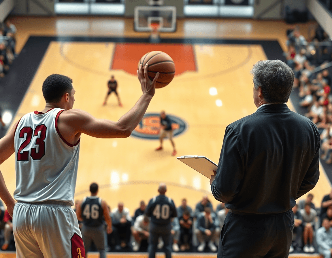 Guard reads the floor against 1 3 1 zone defense basketball, calling for ball reversals.