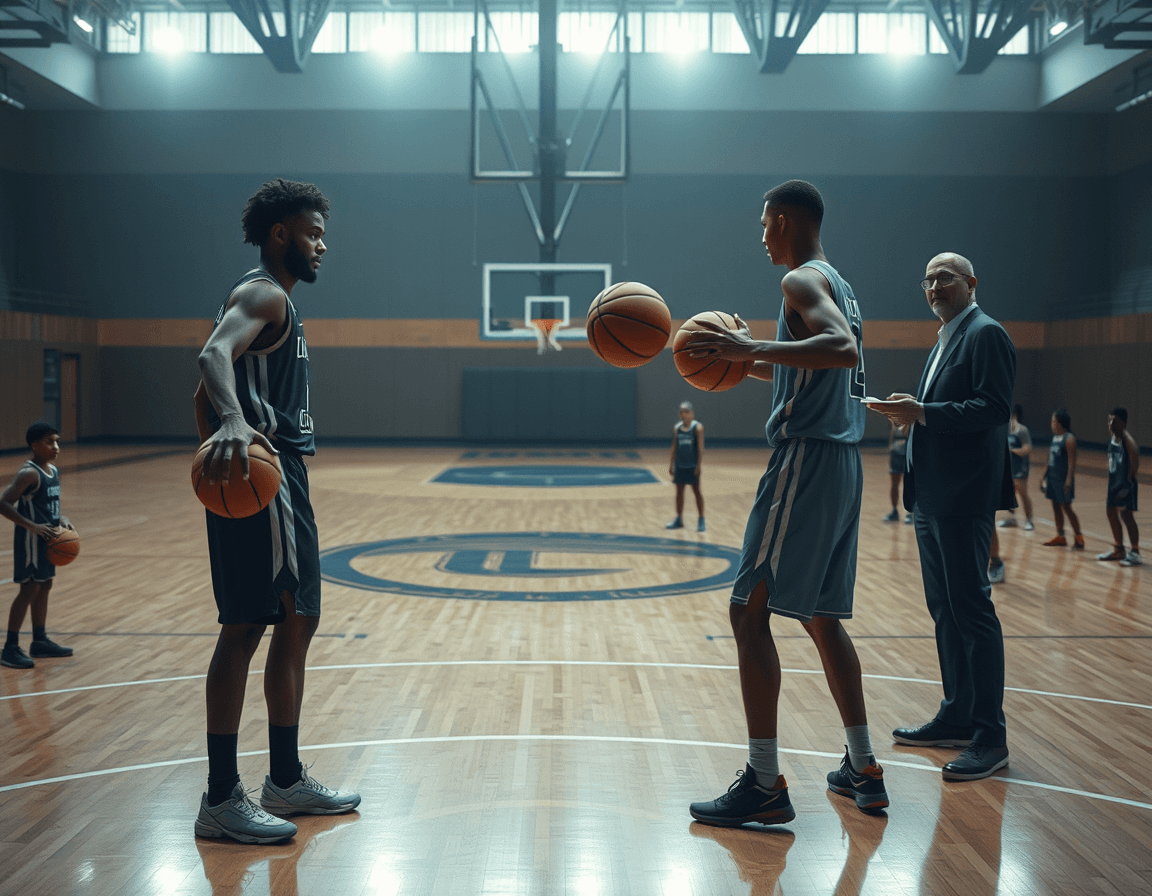 Two-ball versus single-ball progression drill illustrating basketball handling contrasts for players today.