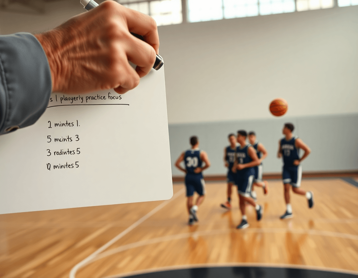 Medium shot emphasizing basketball depth chart template concepts guiding on-court rotations and matchups.