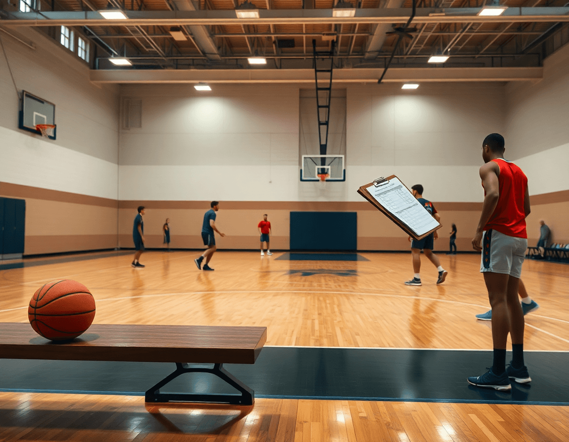 Close-up of basketball drills by yourself during a weekly solo-practice on the hardwood court.