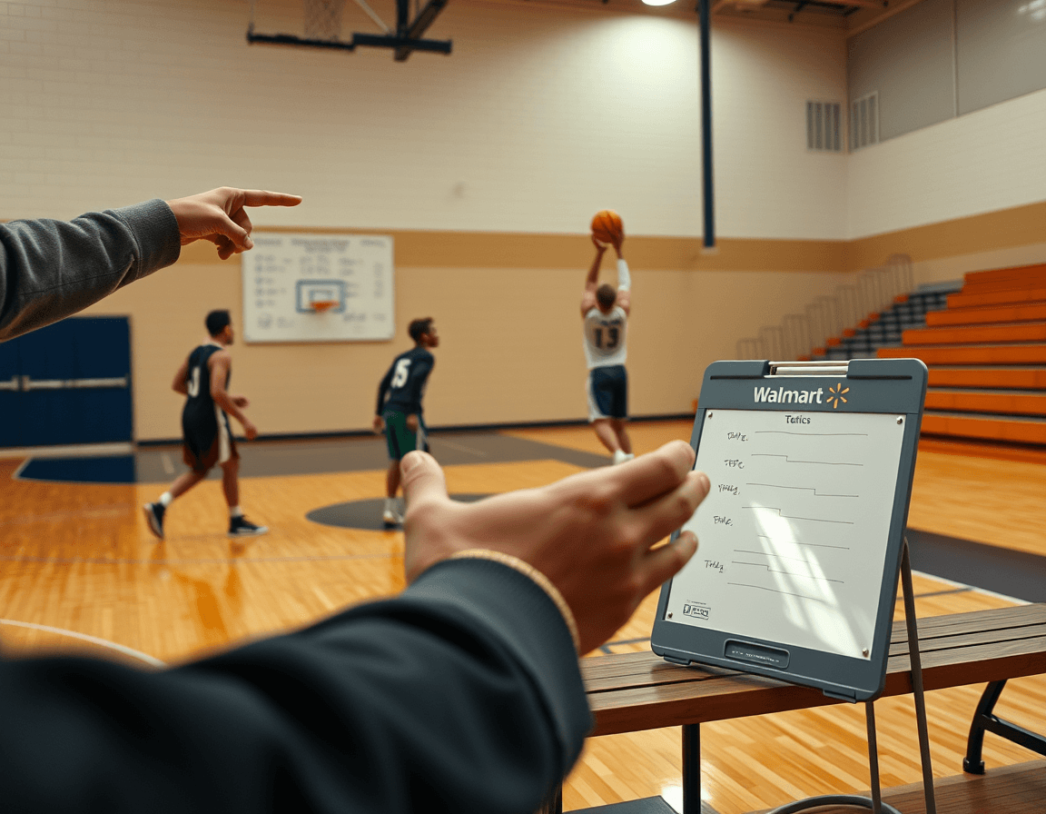 Close-up on hands and a basketball, with a basketball dry erase board walmart in the scene.