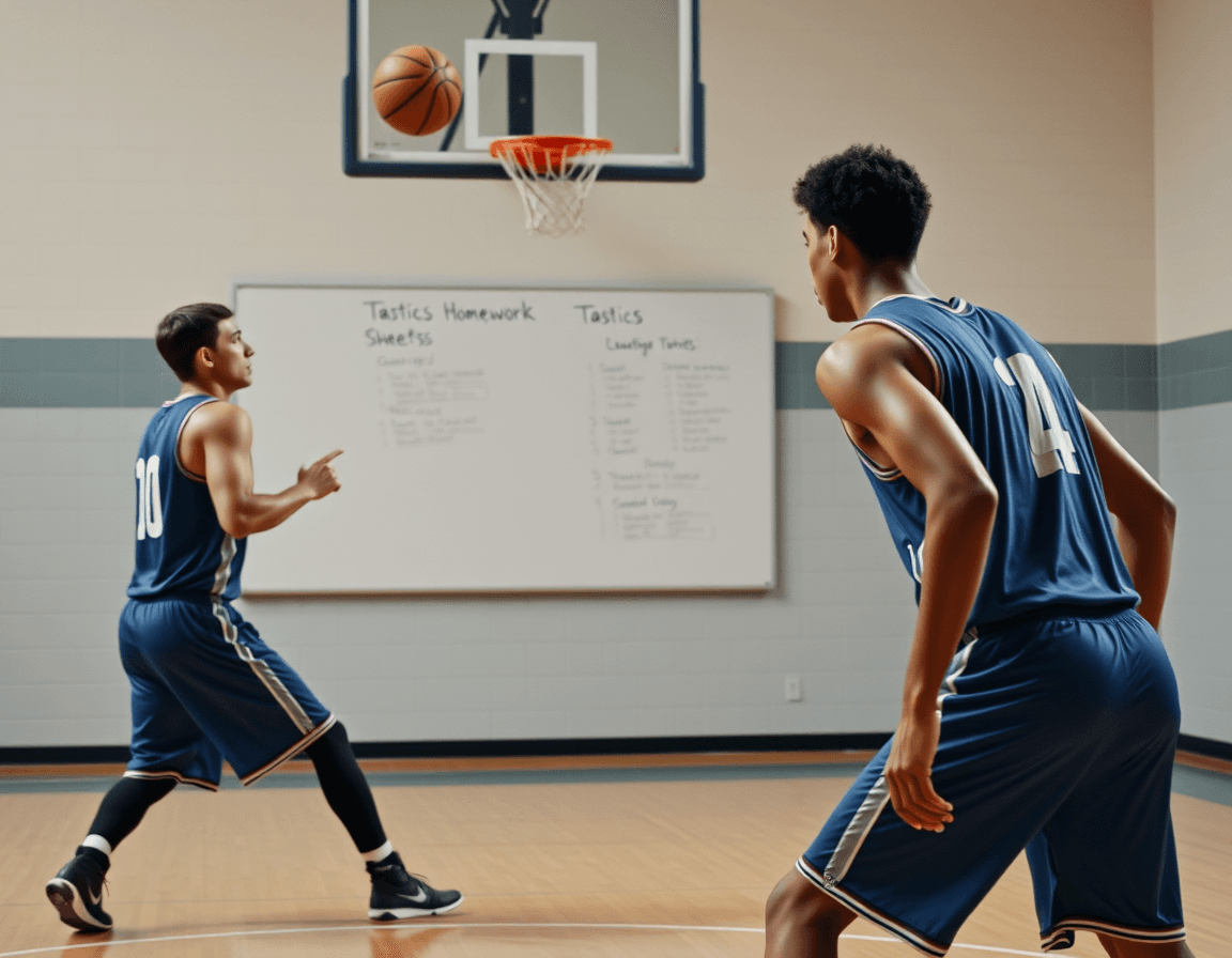 Close-up on hands passing a basketball during drill, imagining basketball homework sheets.