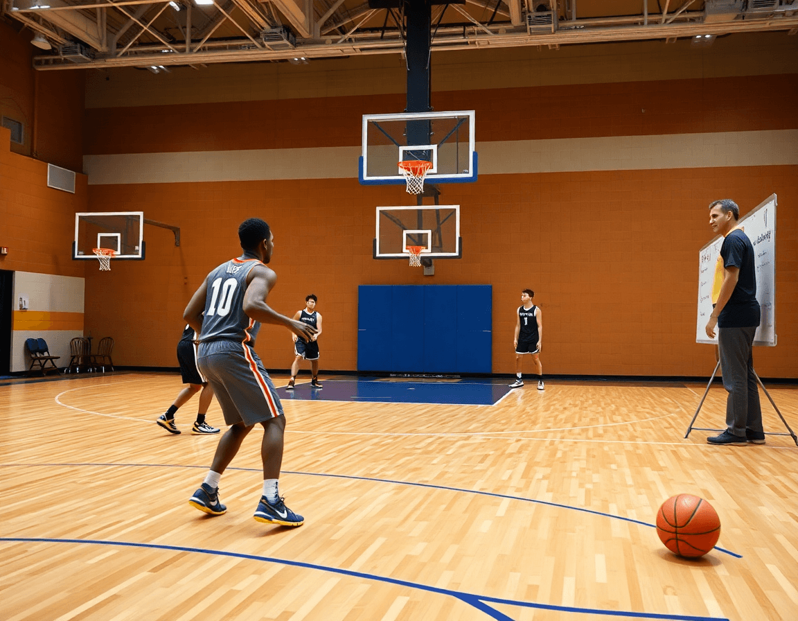Players space for a screen and read the defense in basketball offenses against man to man.
