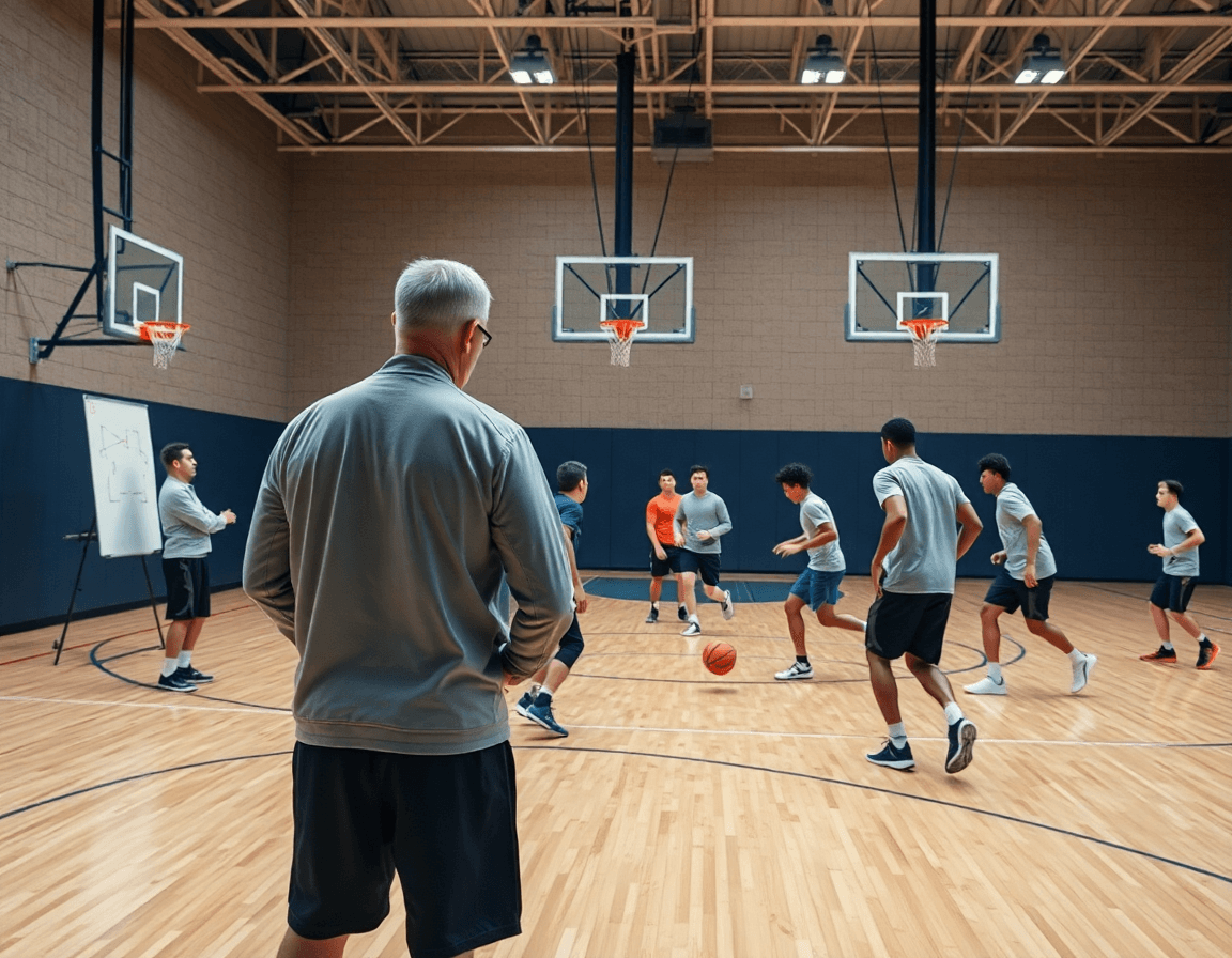 basketball scouting report example comes alive as a coach guides a basketball practice.