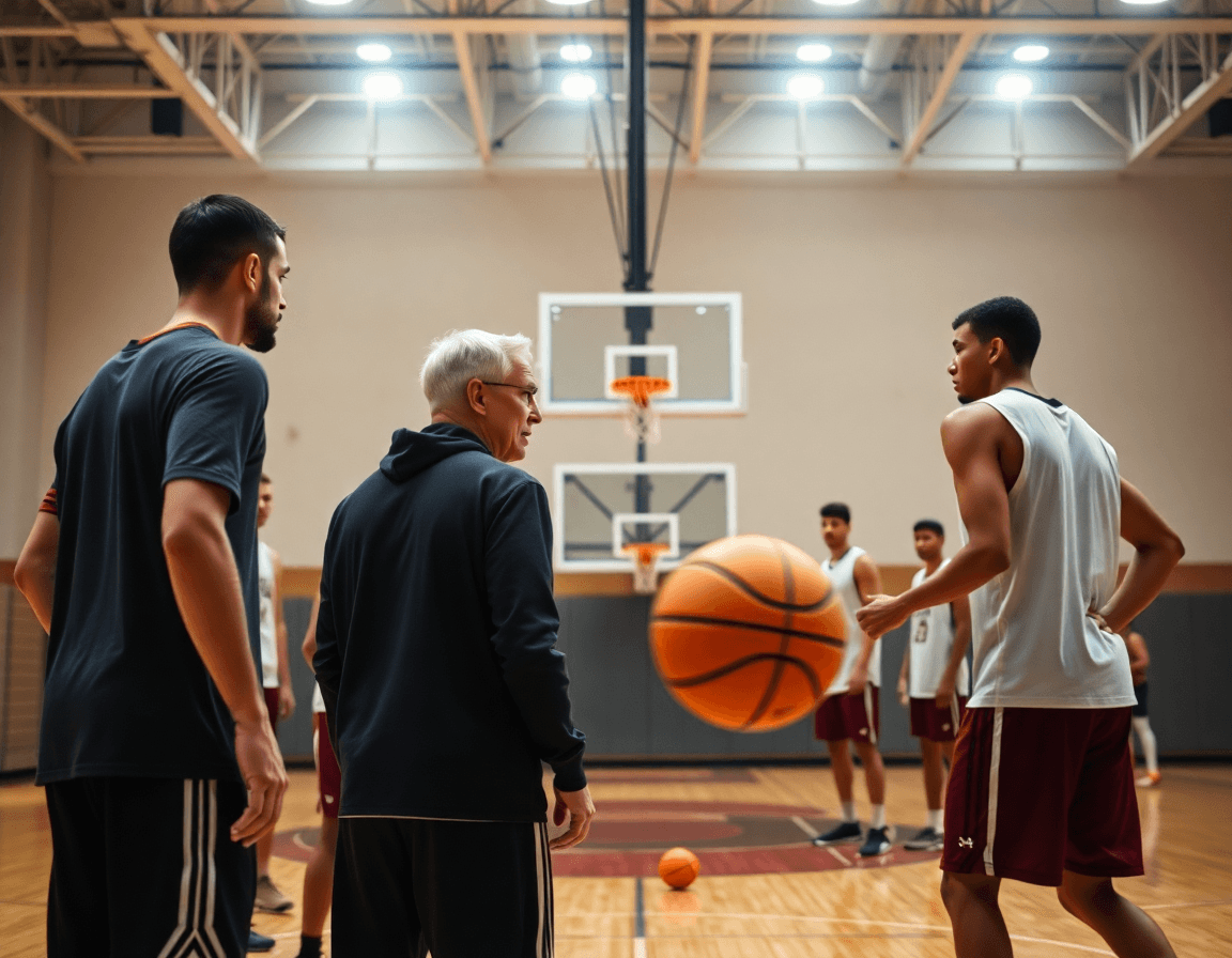 Defensive rotations and ball-side duties highlighted during the basketball zone defense drill near the baseline.