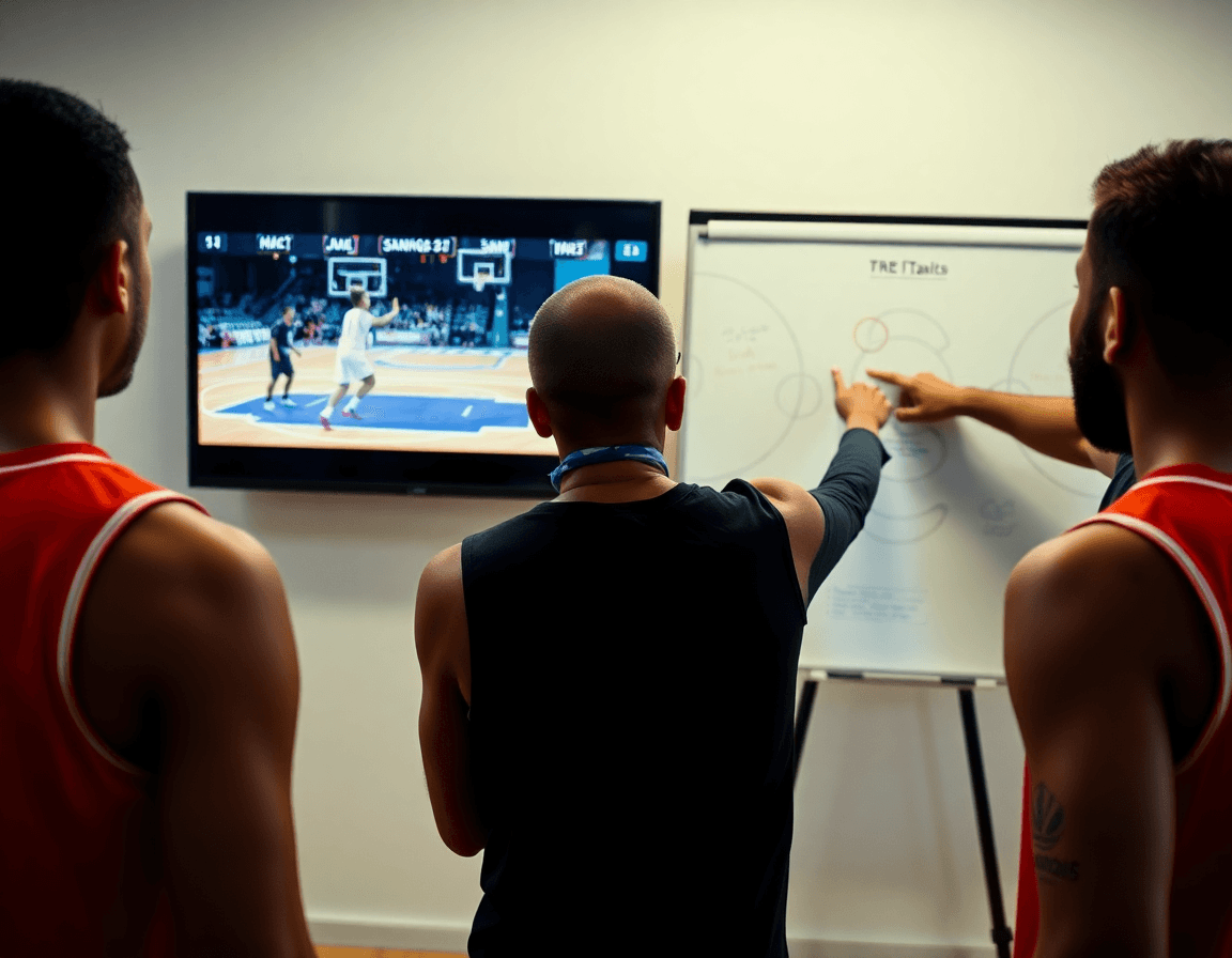 Live planning scene for a free basketball coaching app workflow with video.