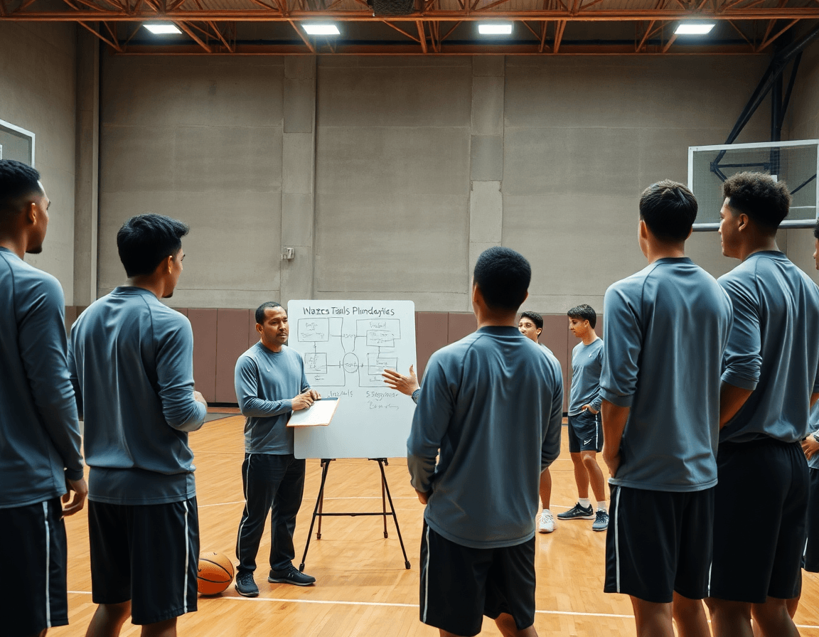 How to break down basketball game film in a coach whiteboard session on hardwood.
