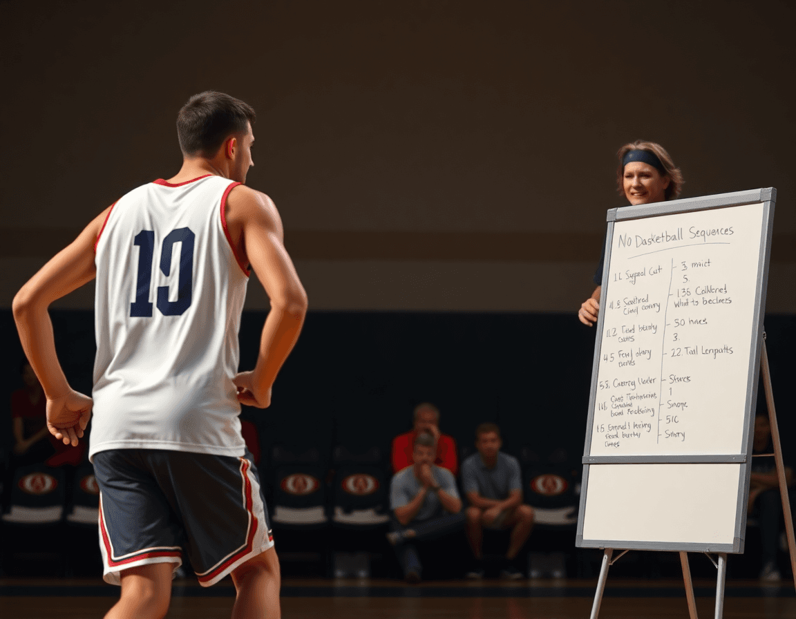 Close-up of a player passing the orange basketball during a basketball possession drill.