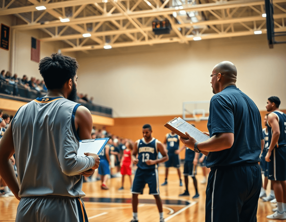 Defender reads the high pick and roll as coach coaches counters on the basketball court.