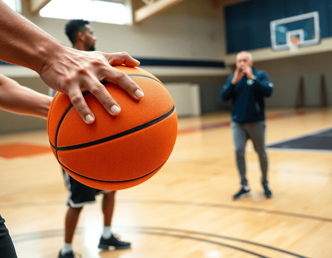 Coach uses a whiteboard to outline passing drills for youth basketball during a fast drill sequence.