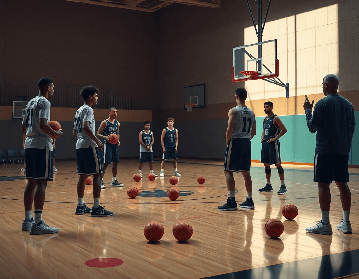 Shell drill basketball cues like deny and recover shaping the defense in practice.