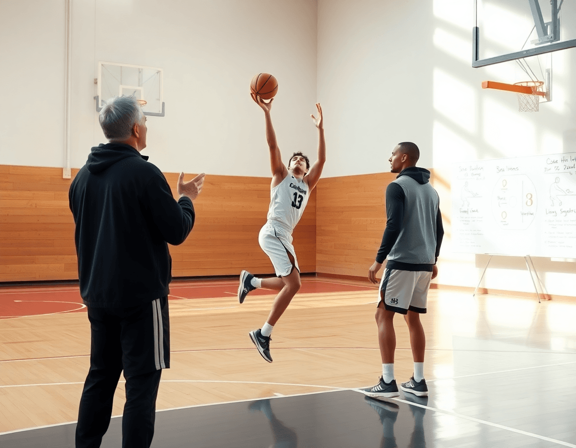 Alero posicion baloncesto en ingles: escena de alero moviéndose para recibir y tirar en baloncesto.