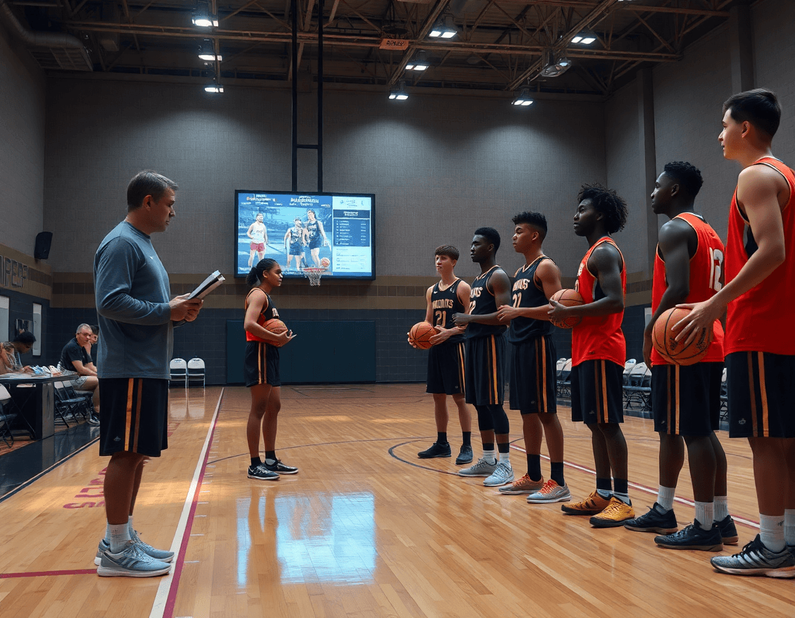 Análisis de rivales para ataques contra defensa individual baloncesto en sala de gimnasia