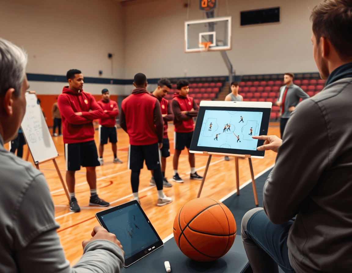 baloncesto femenino españa hoy durante un entrenamiento dibujando jugadas en la pizarra.