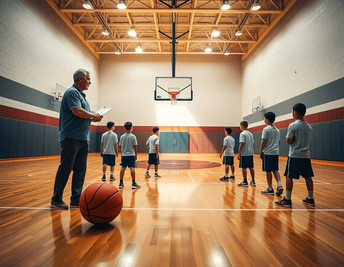baloncesto infantil femenino zaragoza: una sesión de entrenamiento con entrenador y jugadoras mirando una pizarra.