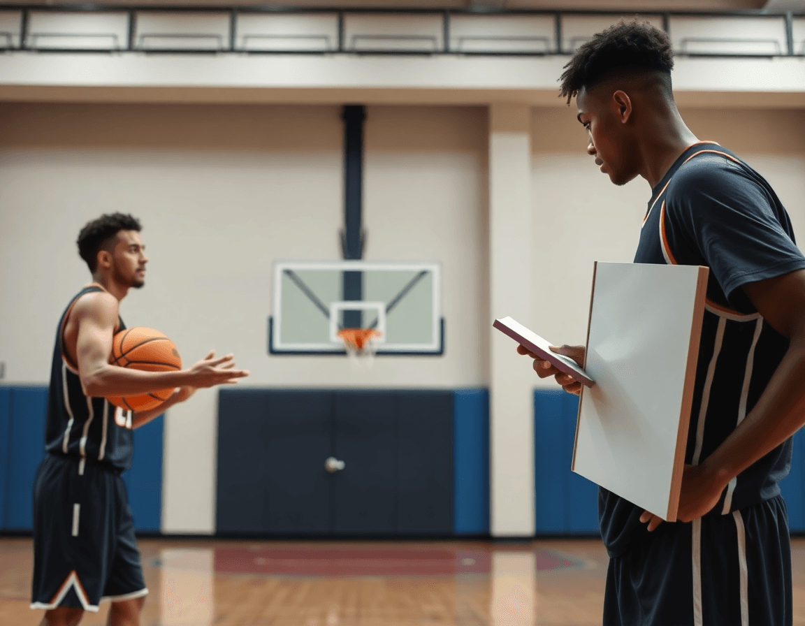 baloncesto infantil imprimir jugadores de basquet para maqueta primer plano durante un ejercicio cerca de línea de tres.