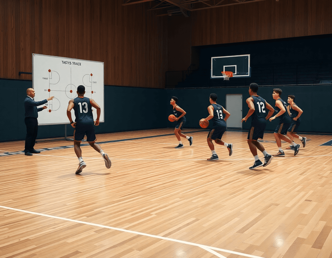 primer plano explicando como entrenar baloncesto en casa durante un entrenamiento