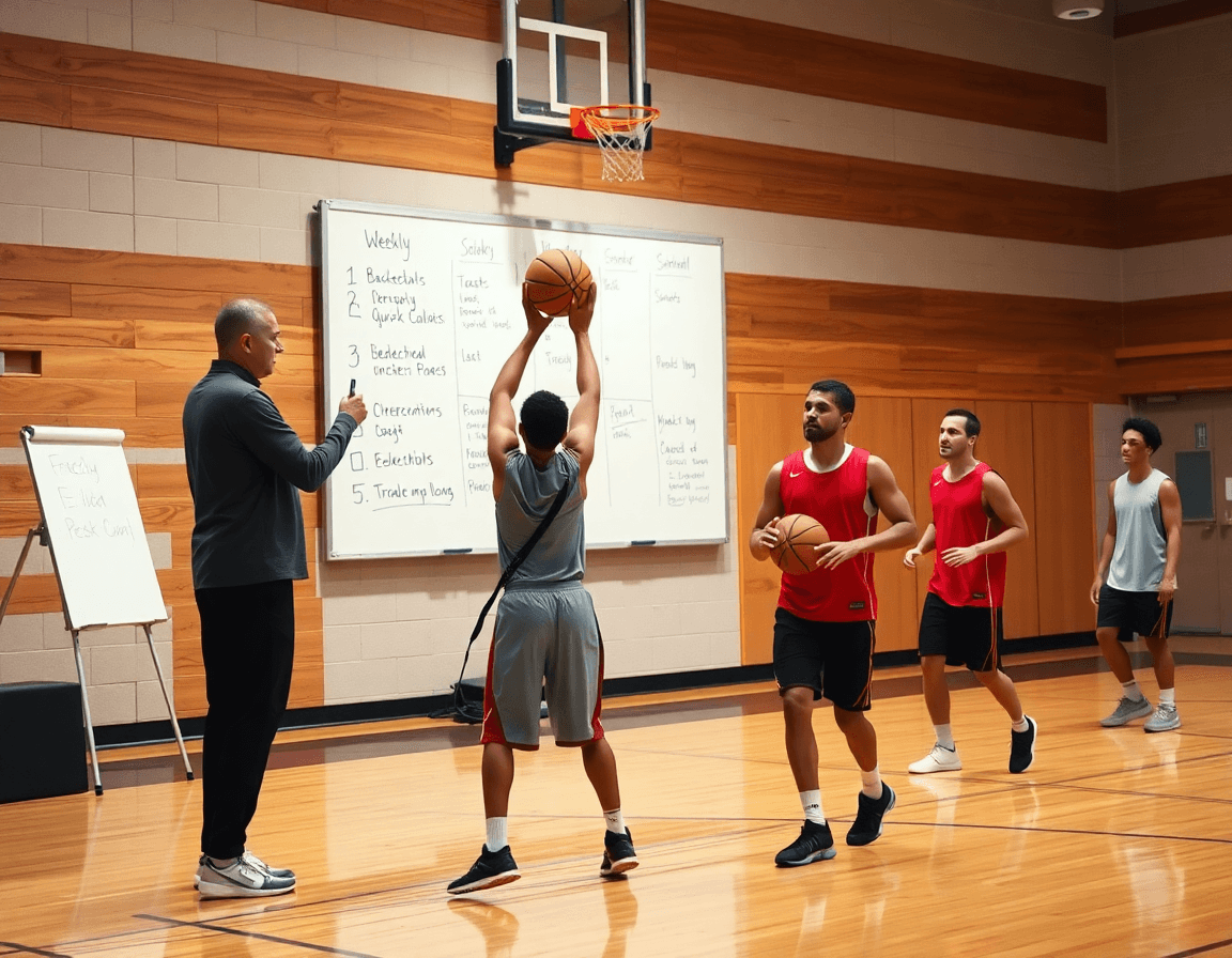como entrenar para jugar baloncesto: plan semanal de fundamentos en la cancha.