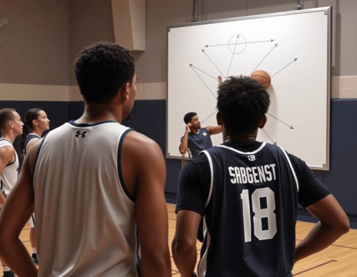 como entrenar para jugar baloncesto: táctica en la pizarra para mejorar decisiones en ataque.