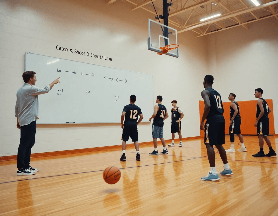 Como mejorar la tecnica de tiro en baloncesto: pizarra con acciones de tiro y flechas.