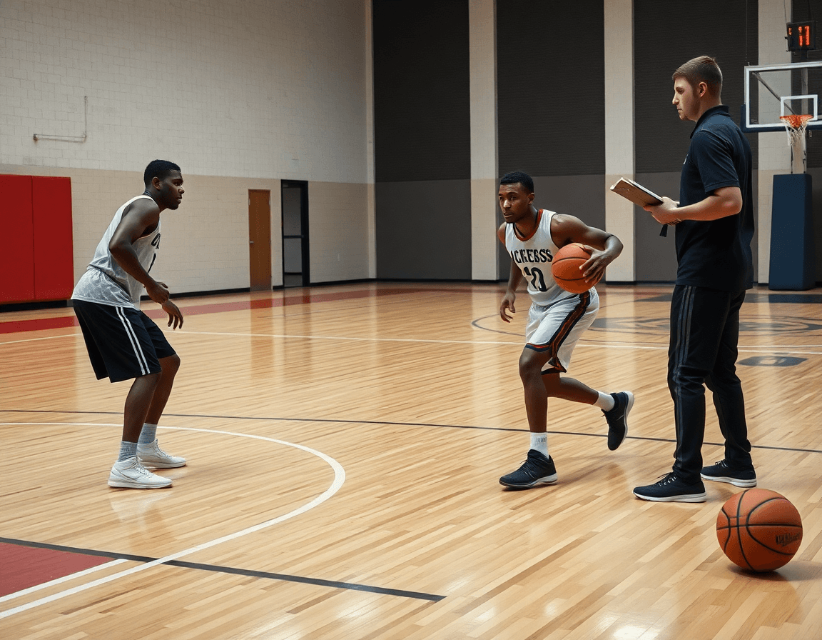 ejercicios defensa baloncesto pdf en tablet para 1x1 y 2x2 durante una sesión de entrenamiento.