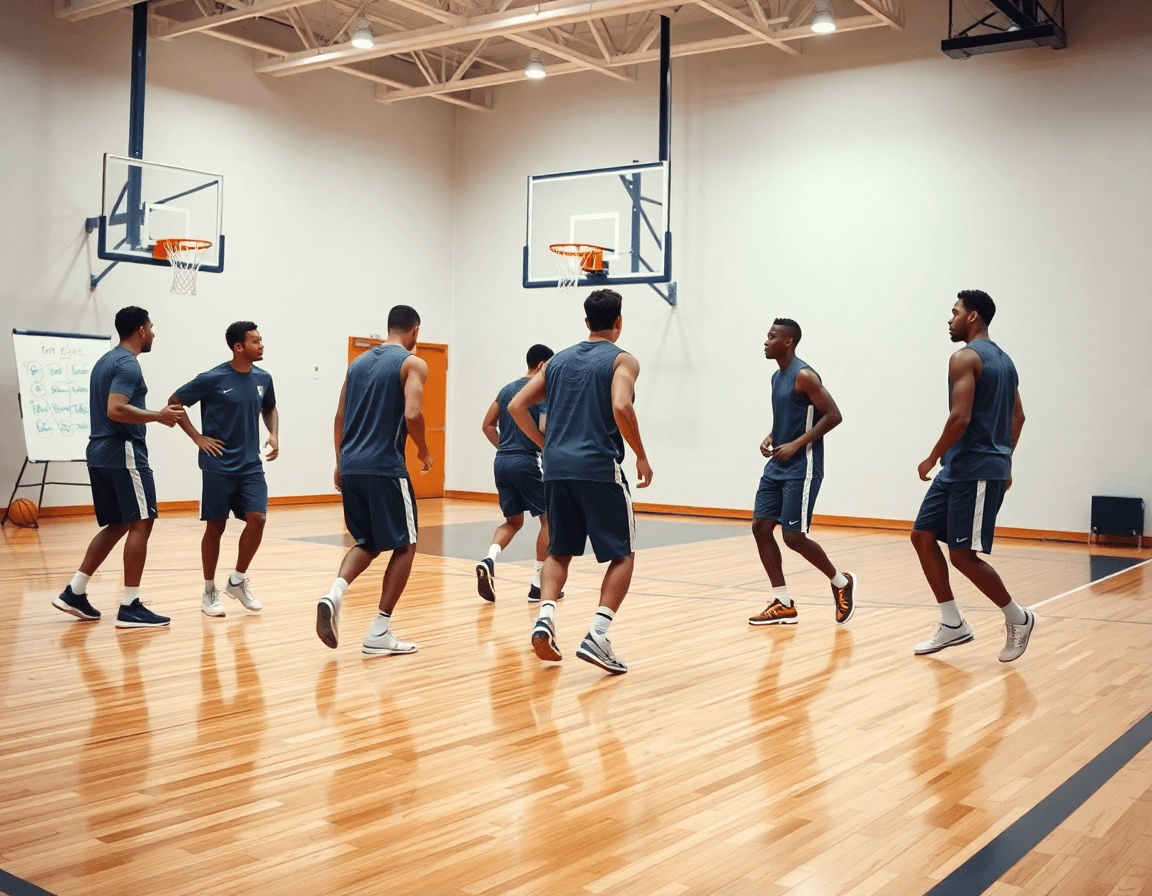 Primer plano de la pizarra táctica baloncesto para pc guiando baloncesto en una sesión.