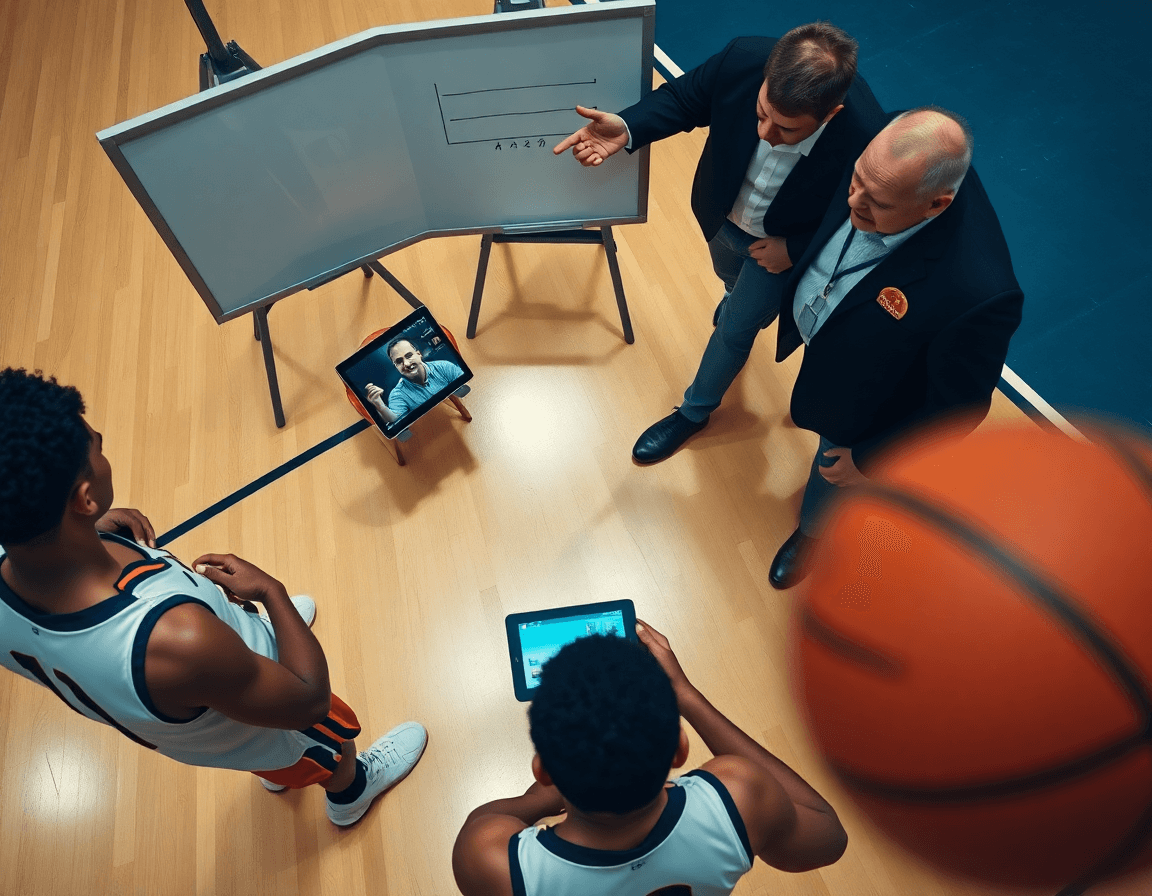 Vista de scouting de baloncesto en la cancha, útil para un curso entrenador baloncesto Castilla y León.