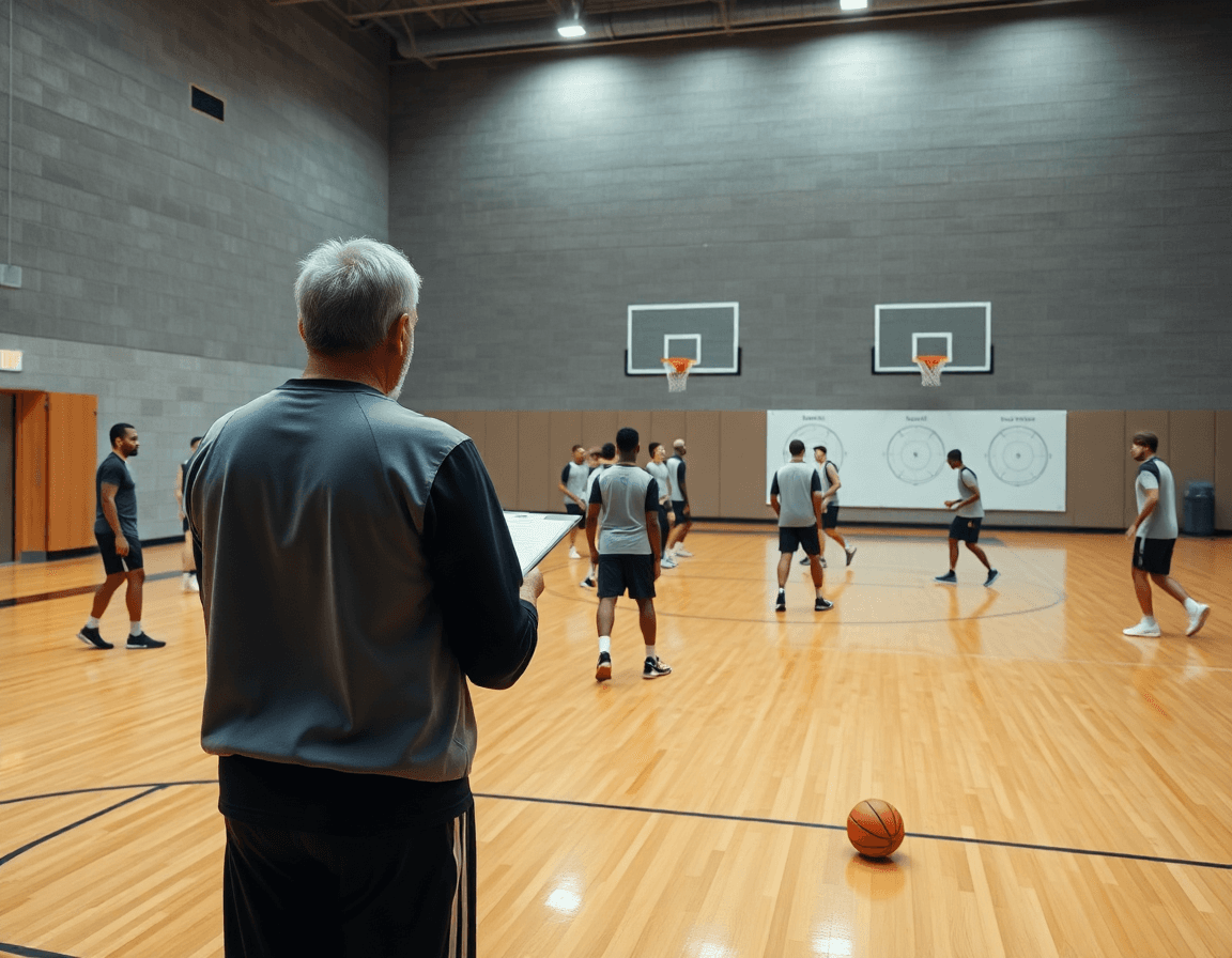 Defensa individual y en zona baloncesto en acción durante entrenamiento real en gimnasio.