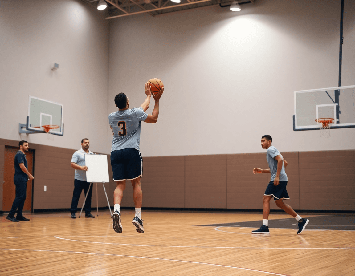 Enfoque en tiro en movimiento: ejercicios de tiro baloncesto senior en transición.