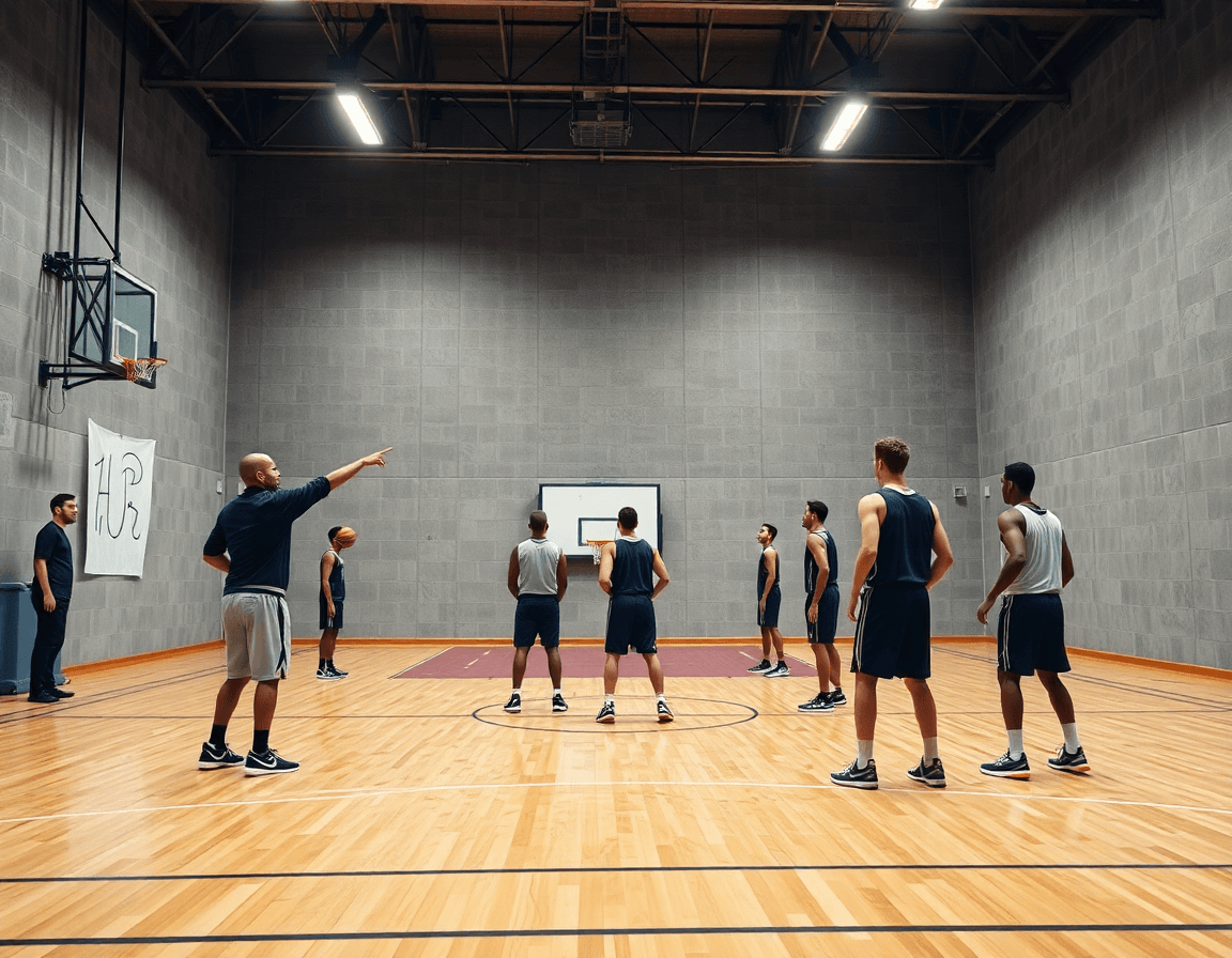 Plano amplio de un ejercicio de tiro de tres puntos, ejercicios entrenamiento baloncesto individual.
