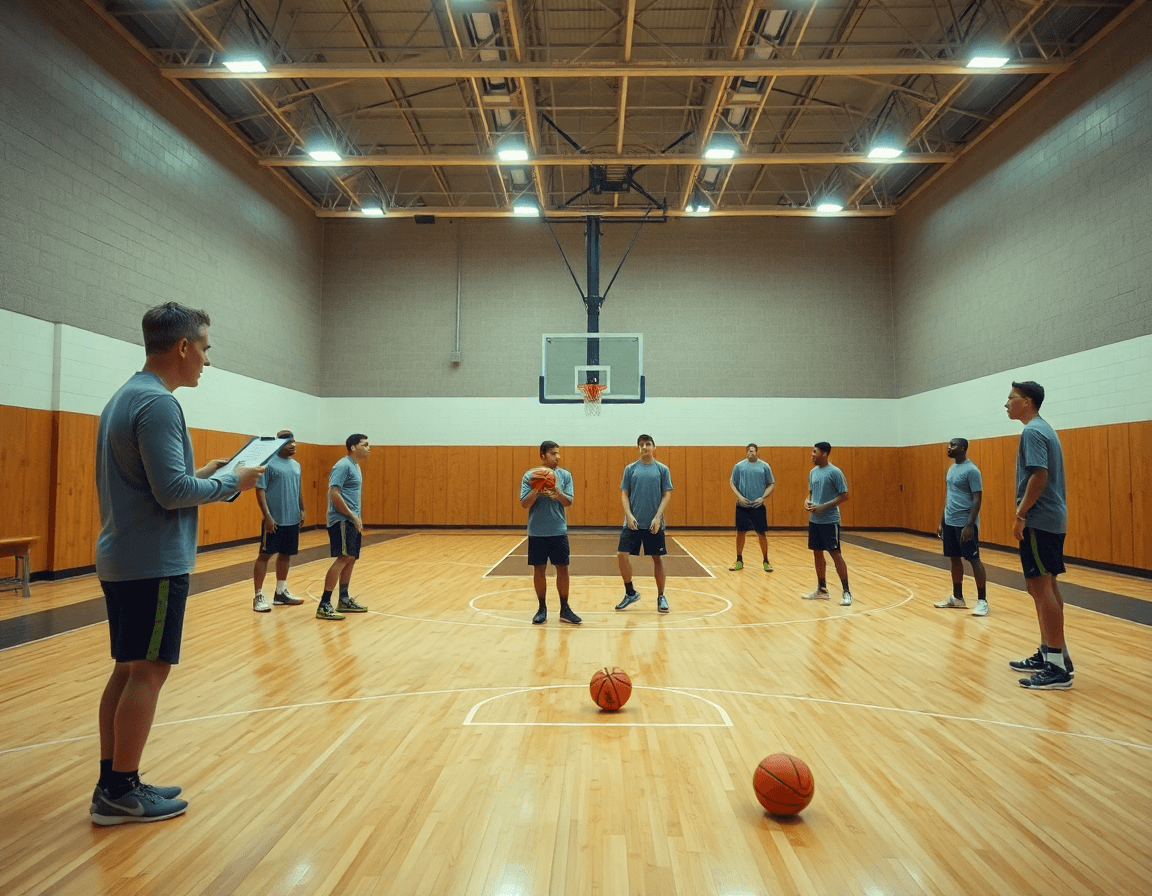 Plan semanal de ejercicios para rebote baloncesto en sesión de entrenamiento con entrenador.