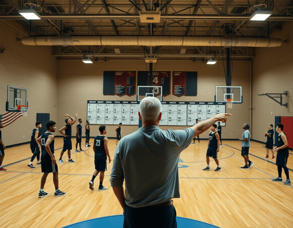 Plan semanal de ejercicios de pase y tiro en baloncesto mostrado en la pista con grupos en rotación.