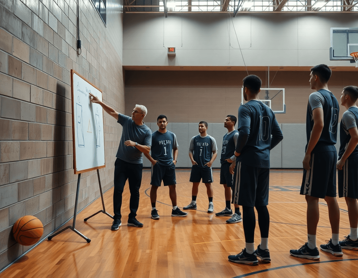 Presentación del pick and roll baloncesto pdf frente a pizarra para jugadores.