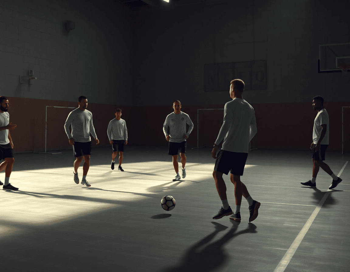 Plano cercano de jugadores practicando pases en la pista de hormigón, táctica baloncesto.