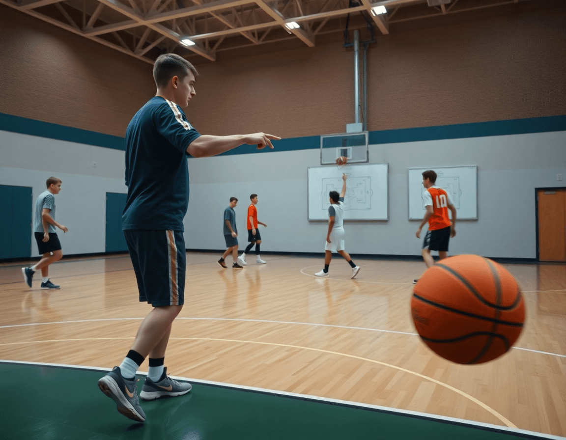 cadet basket quel age, gros plan sur le dribble et le tableau tactique.