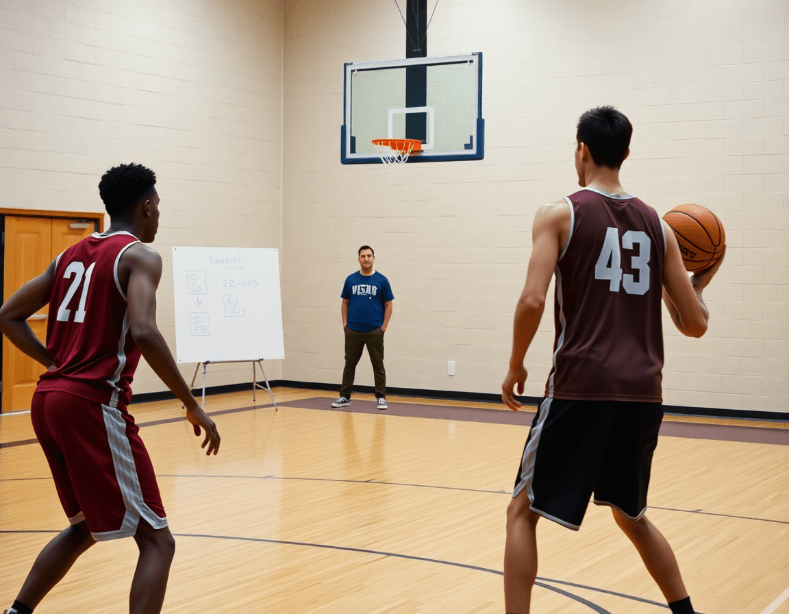 Plan serré sur l'exercice basket défense sur non porteur en 2v2 près du panier.