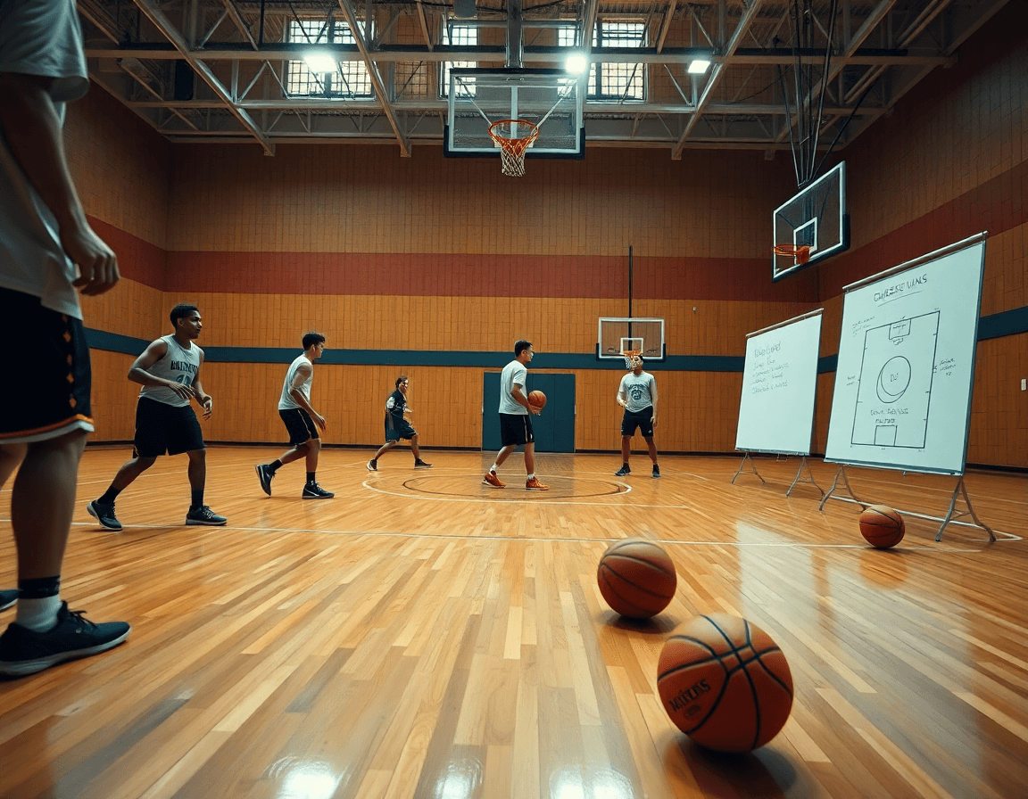 Gros plan sur les mains et le ballon pendant un drill d'exercice basket u13 pdf en action.