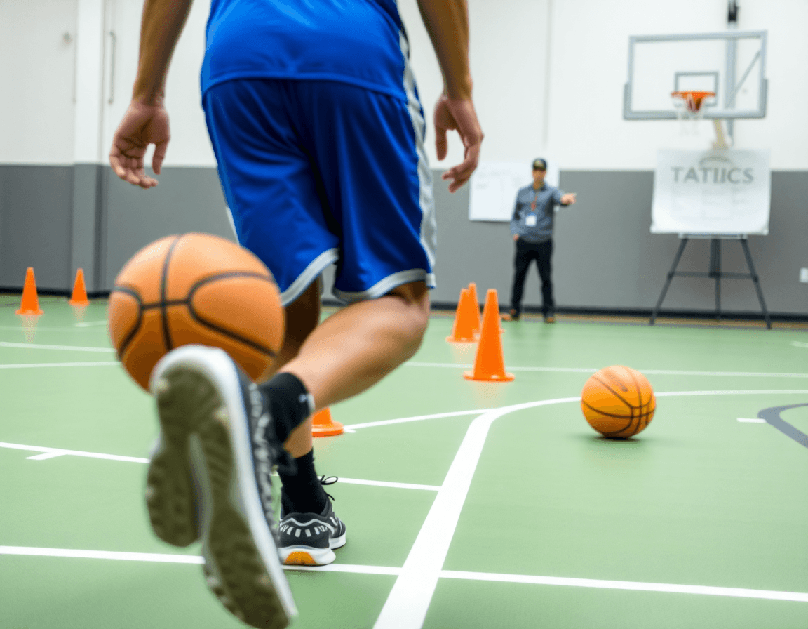 Plan d'action visuel pour un exercice basket U15 seul pendant un drill.