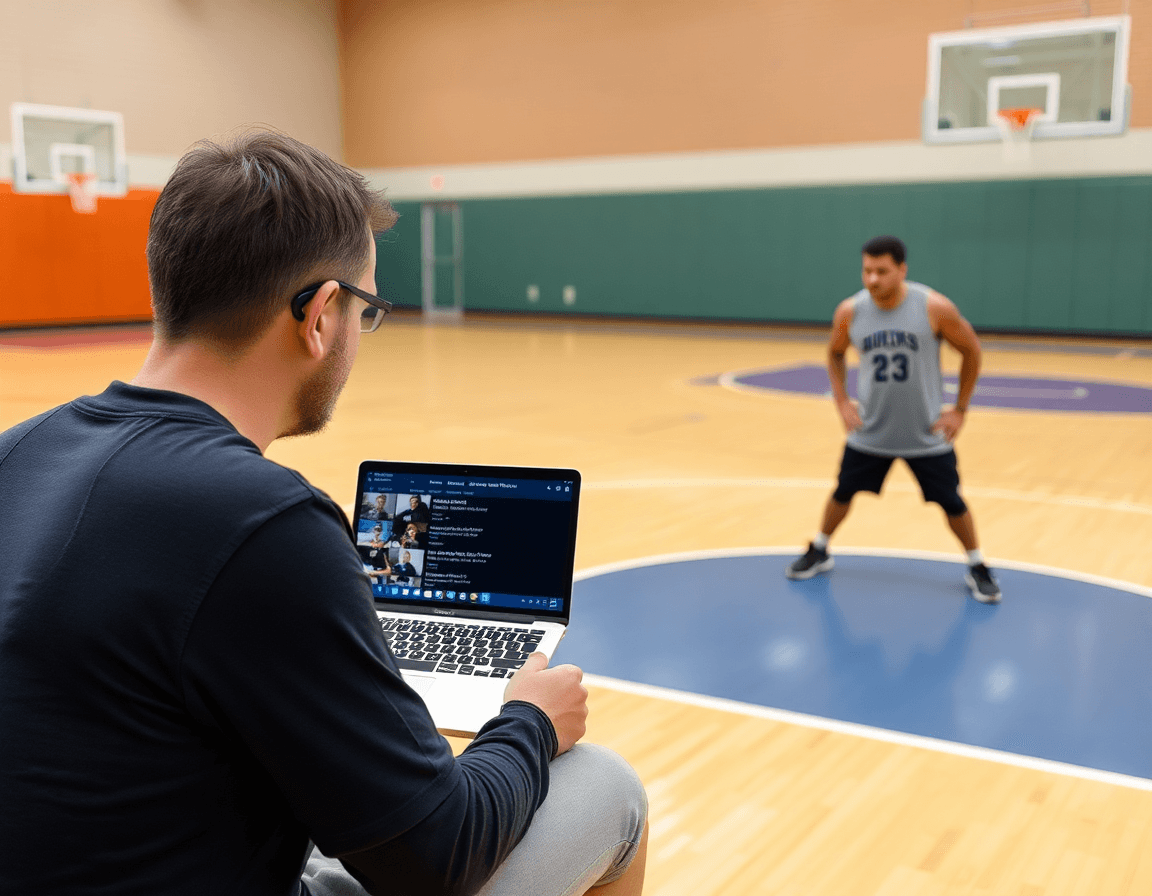 Séquence de revue vidéo et progression de l'exercice basket U15 seul sur court.