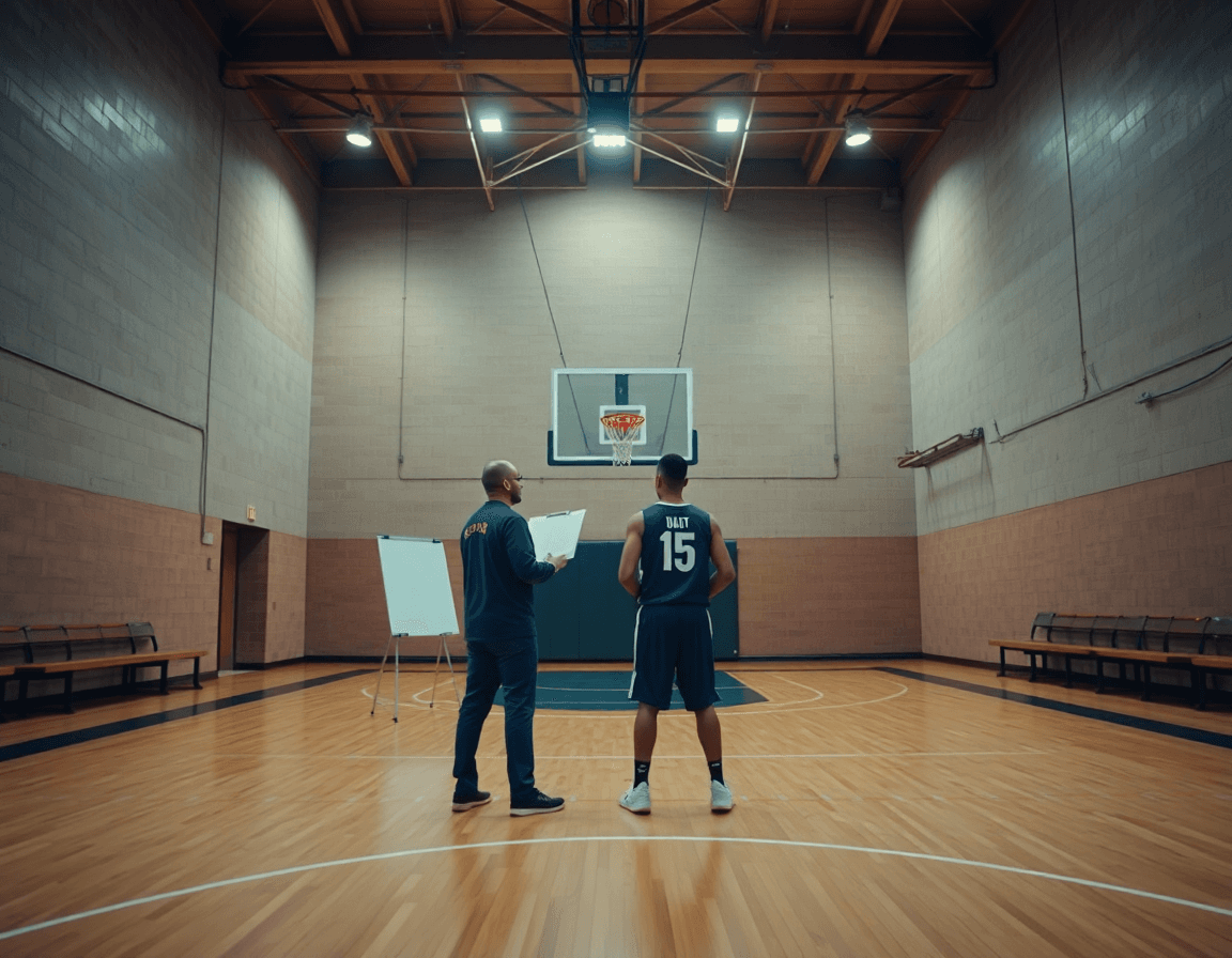 Héro: plan d'action visuel pour un exercice basket U15 seul pendant le drill en court.