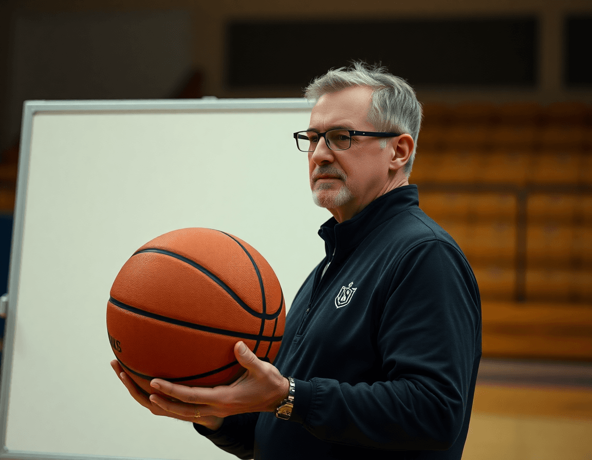 Plan proche du coach et tableau, l'exercice défense basket pdf en action.