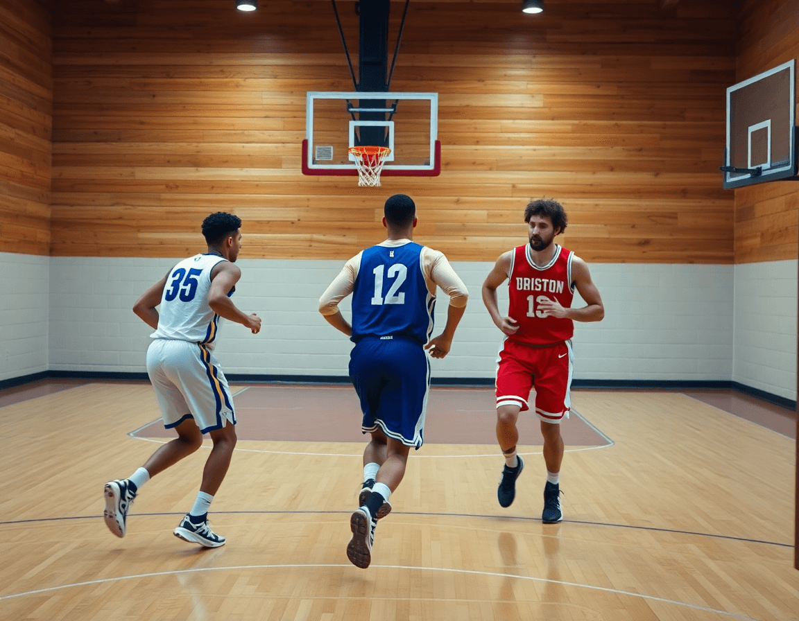 Exercice défense basket u18 sur un terrain, deux joueurs réalisent une action défensive.