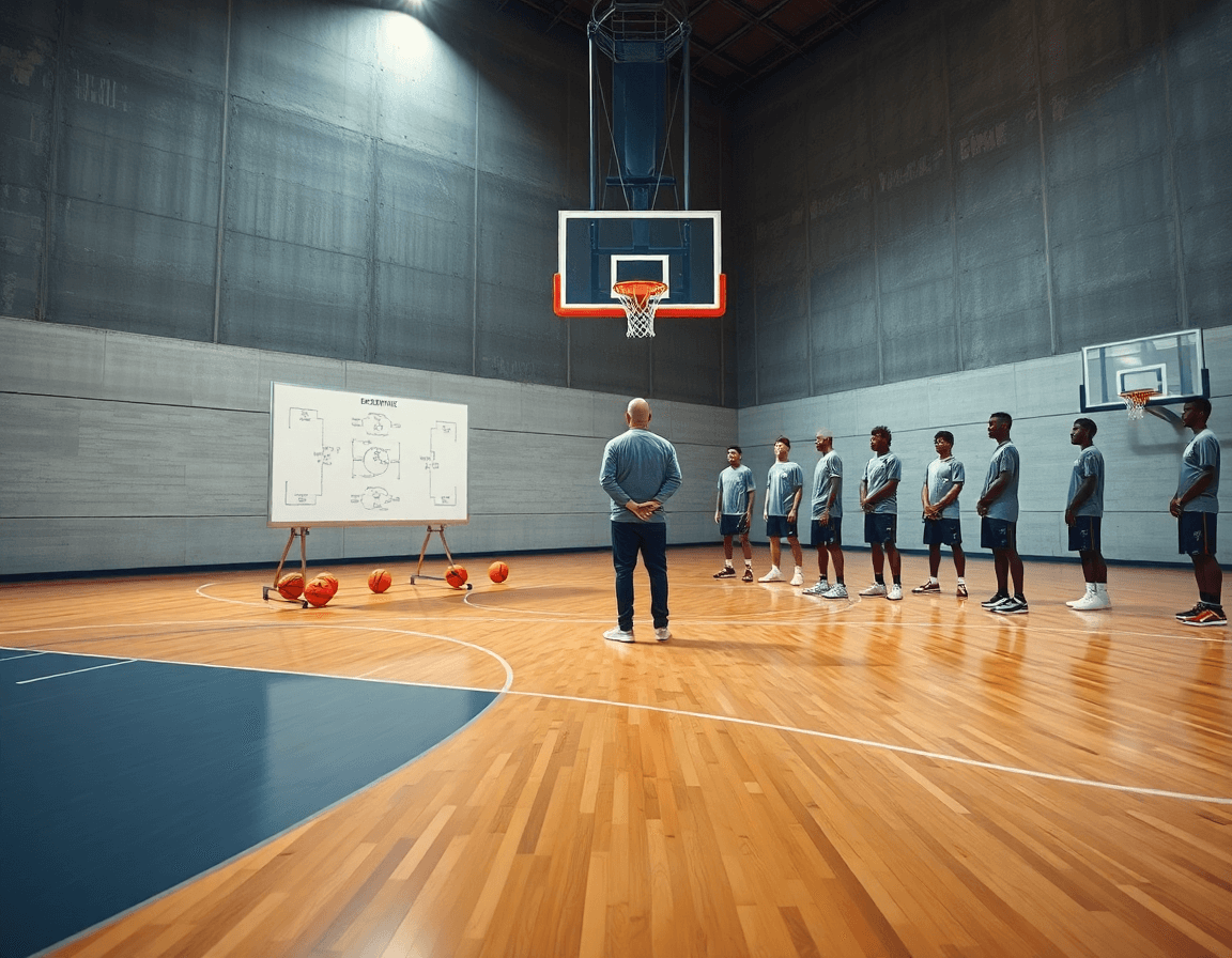 Vue d'ensemble d'un entraînement de défense individuelle au basketball, exercice basket défense individuelle en action sur le terrain.