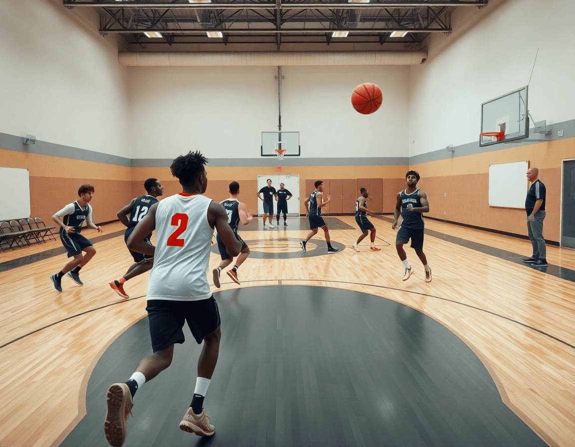 exercice tir basket u11: progression de tir en zone rapprochée, coach montre la technique à la caméra.