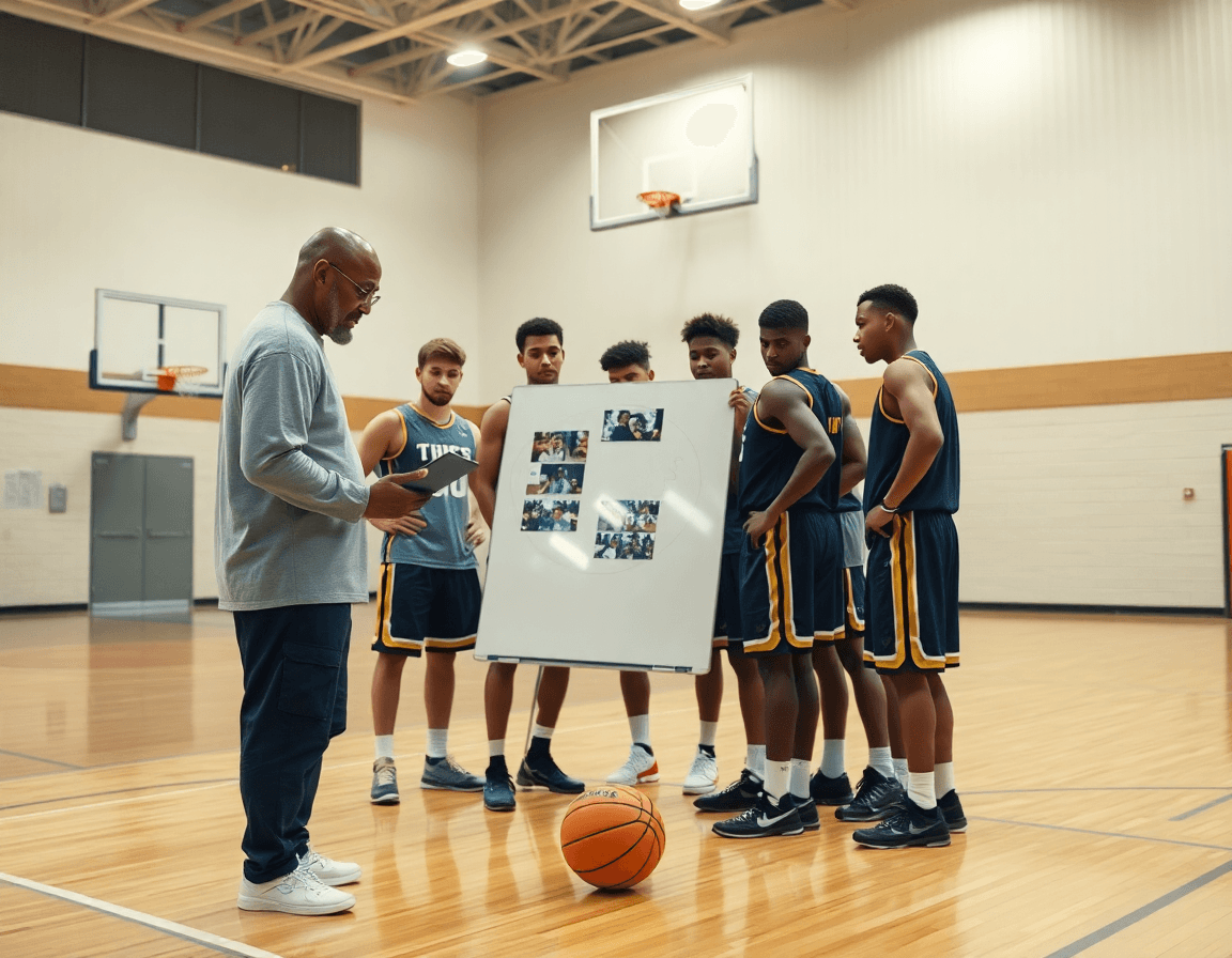 exercice tir basket u15: analyse des adversaires et dialogue après la séance avec l'équipe.