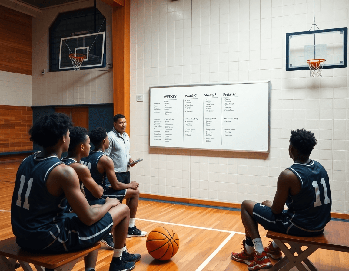 Cadre hebdomadaire: entraîneur et équipe de France de basket planifient le match preparation basket equipe de france.