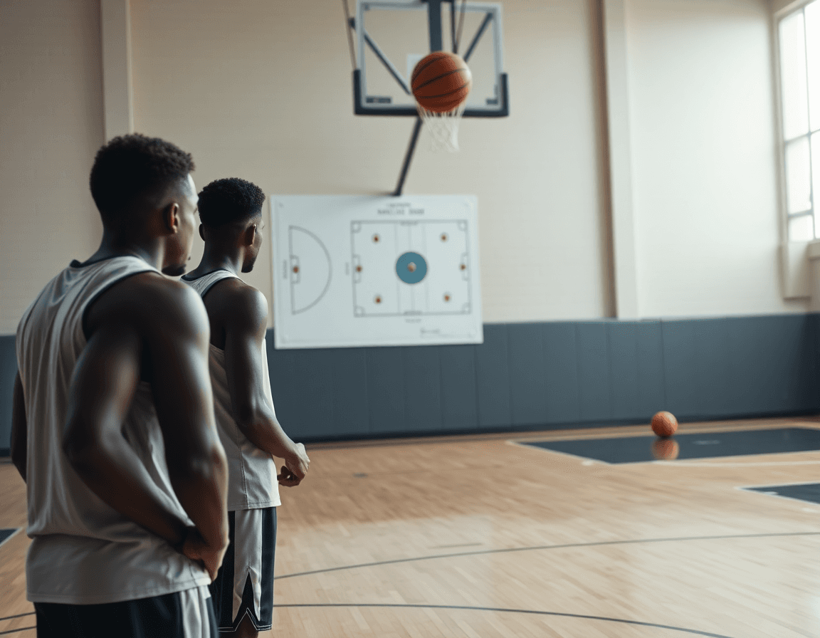 Une passe clé en action pendant le match preparation basket equipe de france, vue de dos des joueurs.