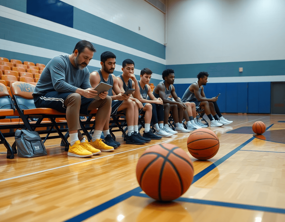 Coach dégageant les jeux de reconnaissance, prêt à contrer l'adversaire durant le match preparation basket equipe de france.