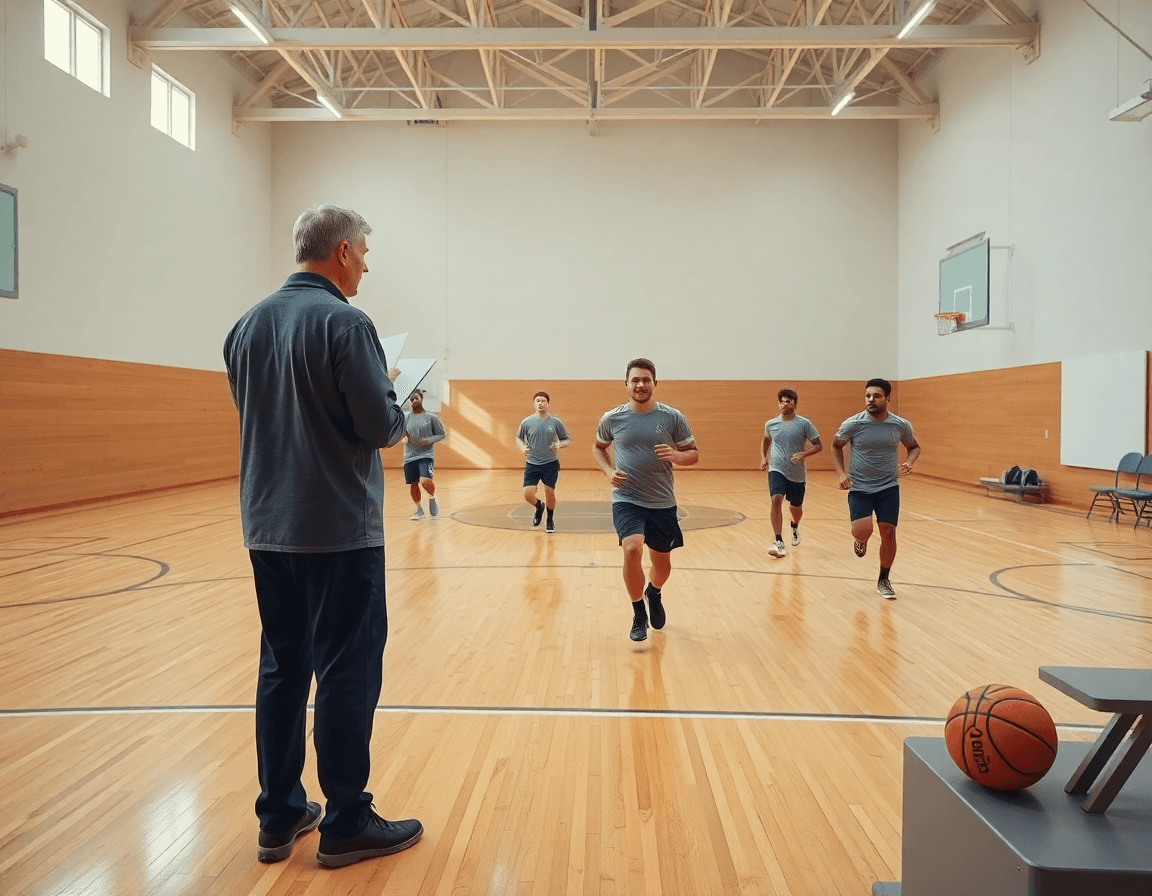 Vue large d'un gymnase de basket montrant le match preparation basket equipe de france sur le parquet.