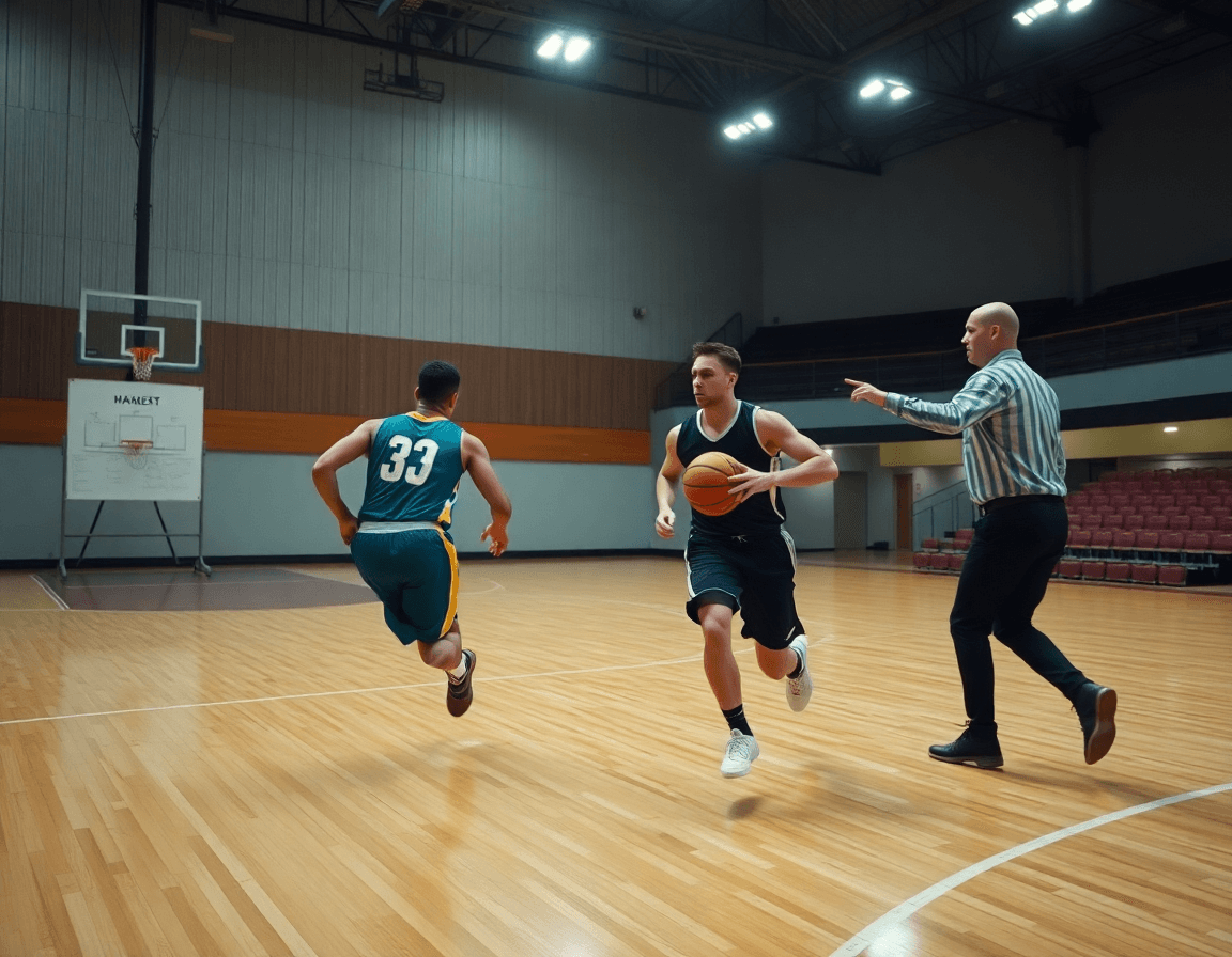 Gros plan sur une séance de match preparation basket euro avec entraîneur et joueurs.